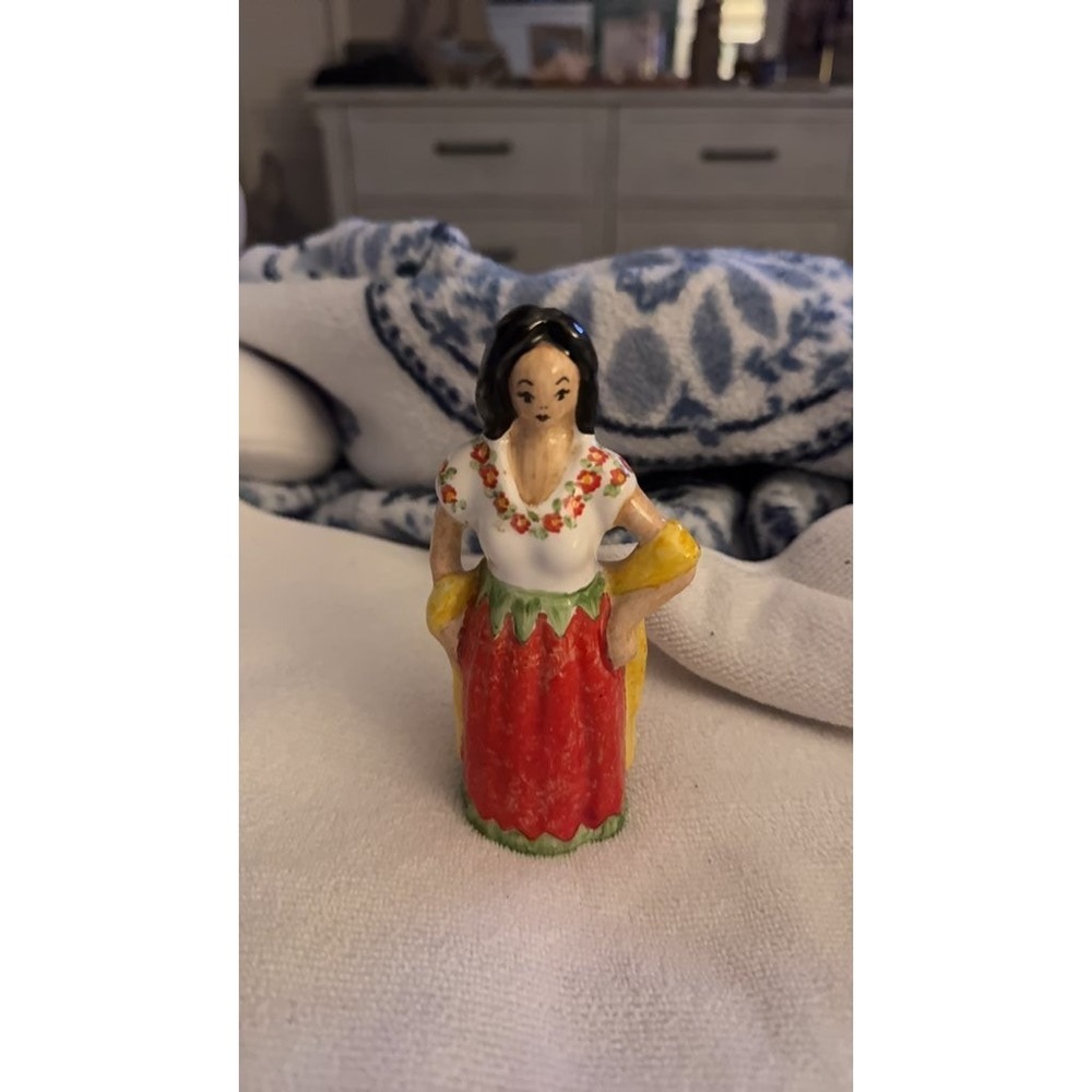 Vintage Ceramic Figurine of Woman in Traditional Dress